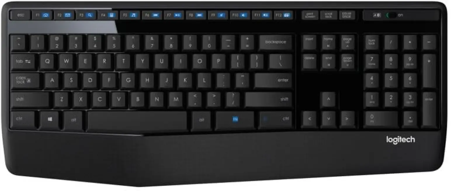 K345 Wireless Keyboard - Full-Sized Keyboard with Palm Rest, 2.4 GHz Wireless USB Receiver - for PC, Laptop