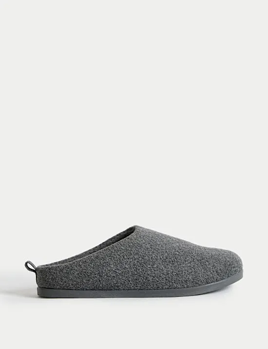 Pantoffeln aus Filz mit Lasche hinten