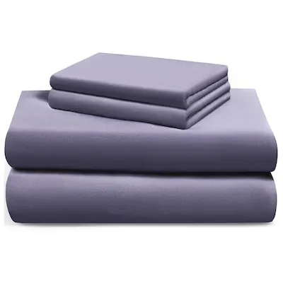 4 PC Queen Size Light Grey Sheet Set 100 percent Organic Bamboo Viscose Deep Pockets up to 16in Soft and Breathable Hotel Luxury Bedding Sheets