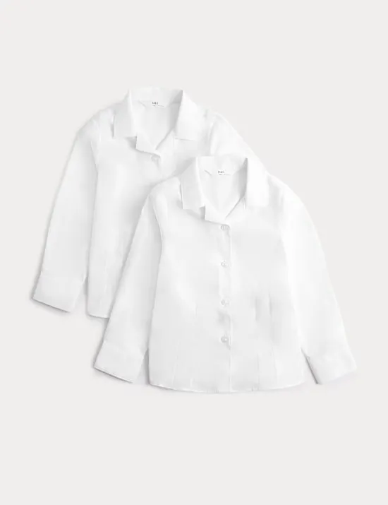 2 Pack Girls' Cotton Blend School Blouses (2-18 Yrs)