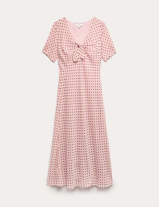 Polka Dot Puff Sleeve Midaxi Tea Dress