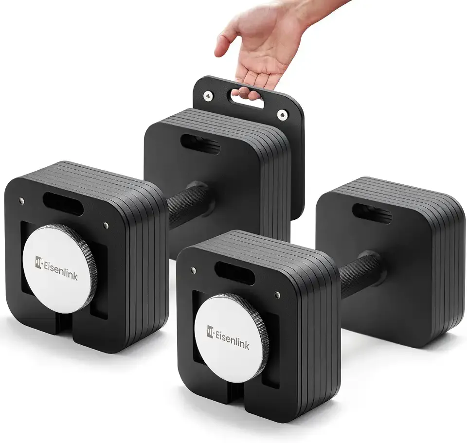 Eisenlink Adjustable Dumbbell Set, 10-50/80lb, 5lb Increments, Quick-Lock