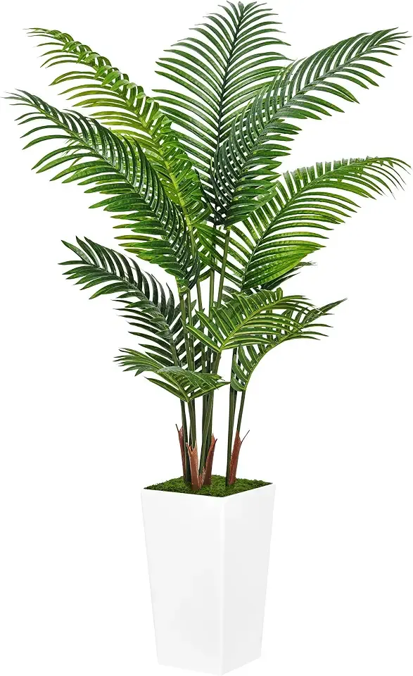 ASTIDY Artificial Plant 5FT Fake Palm Tree with White Tall Planter