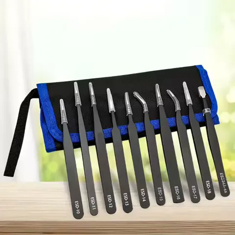 Anti‑Static Tweezers Set Premium Ultra‑Precise Ergonomic Tweezers Industrial Home Repair Hand Tool