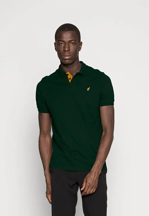 EMBROIDERY CONTRAST SHORT SLEEVES POLO SHIRT - Poloskjorter - dark green