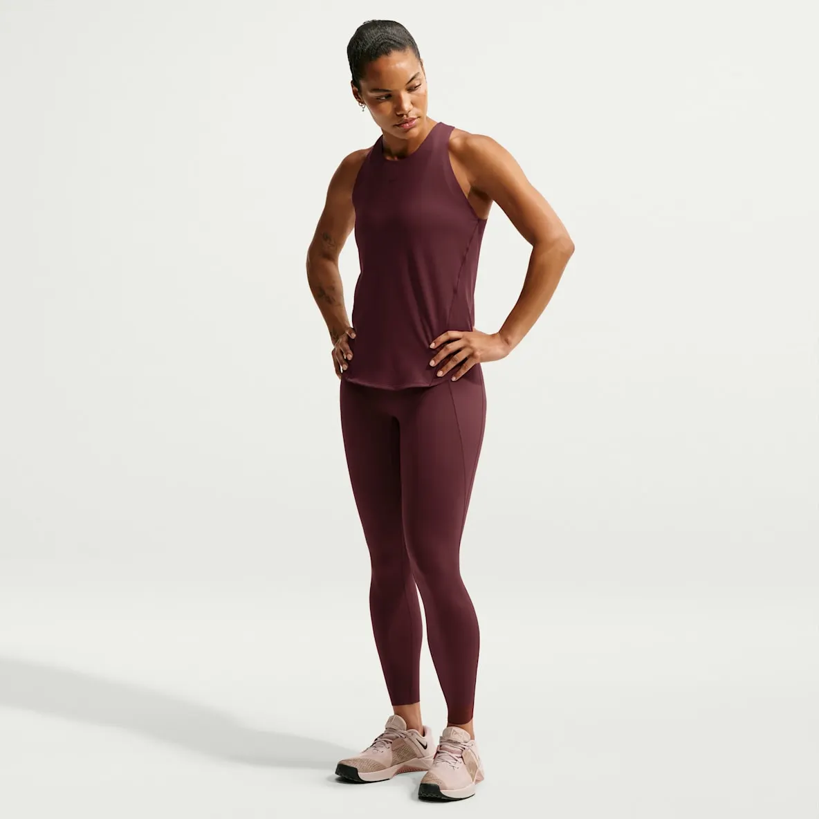 Leggings i 7/8 lengde med høyt liv uten søm foran til dame