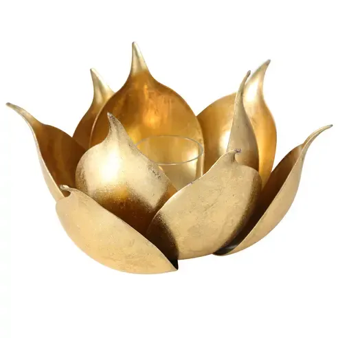 Windlicht - gold - Blumenform - Ø 20 cm
