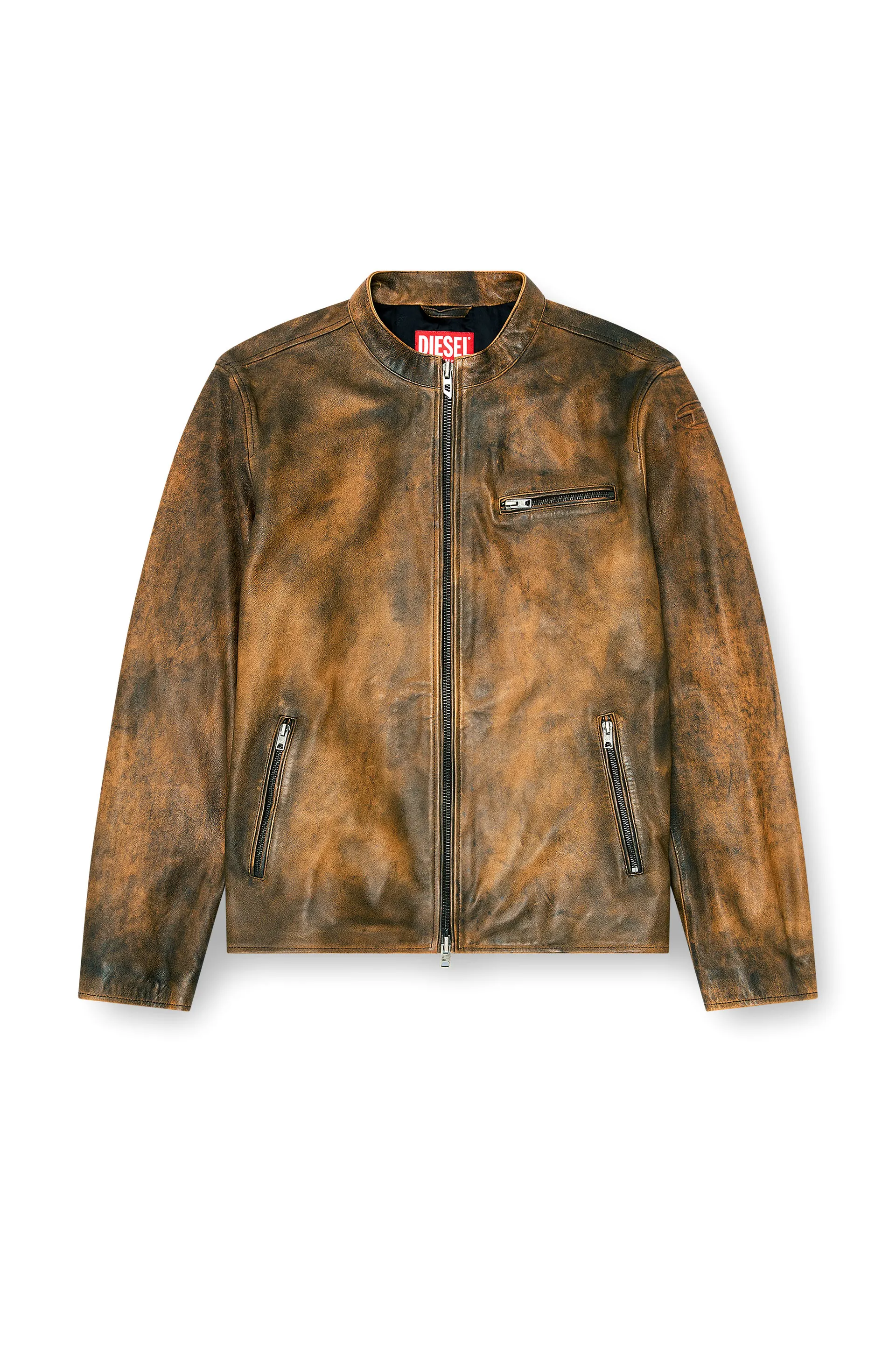 Biker jacket in treated leather