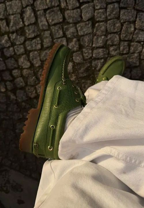 AUTHENTIC 3 EYE - Båtsko - medium green full grain