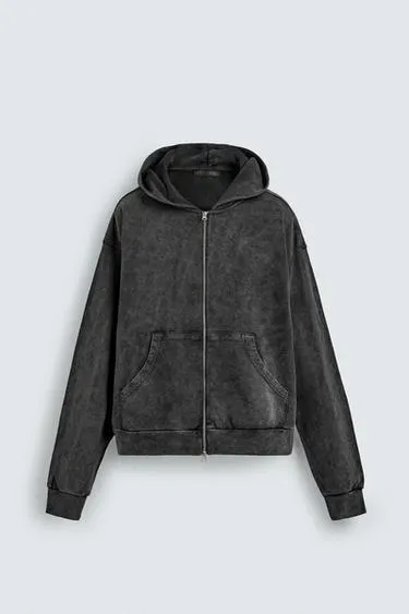 WASHED ZIP-UP HOODIE