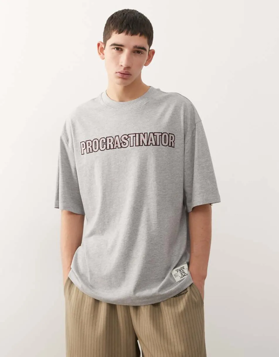 COLLUSION grey slogan t-shirt