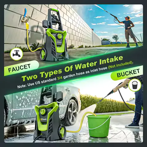 Gisam 4800PSI 1800W Electric High Pressure Washer Car Washer Gun Garden Washing Water Wash Spray Gun 180° Adjustable Nozzle