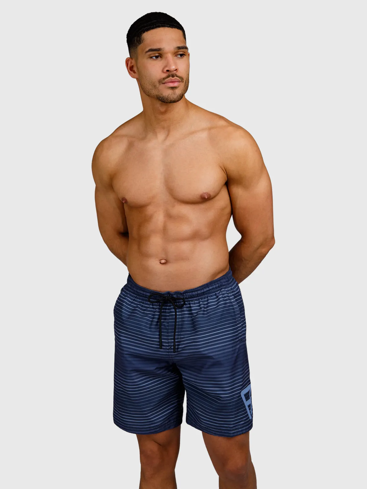 Cester-Stripe Men Swim Shorts | Indigo Blue