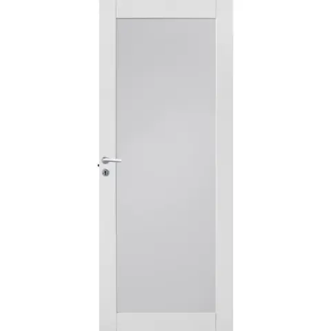 Innerdør funkis massiv fyllingsdør herdet glass 90x210 klassisk hvit ncs s0500-n