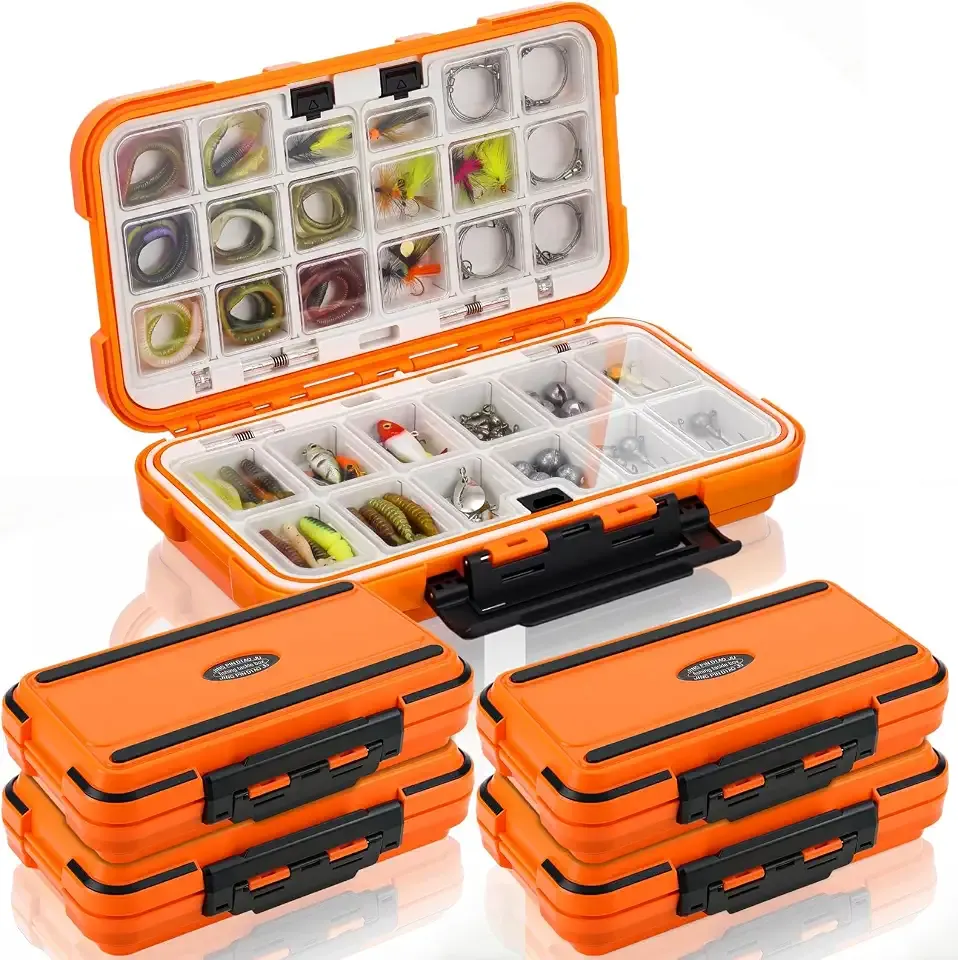 4 Pack Fishing Tackle Box, Large Waterproof Lure Bait Storage Box with Adjustable Dividers, Double Sided Floating Storage Container for Hooks, Sinkers, Beads, Small Baits(Stylish)