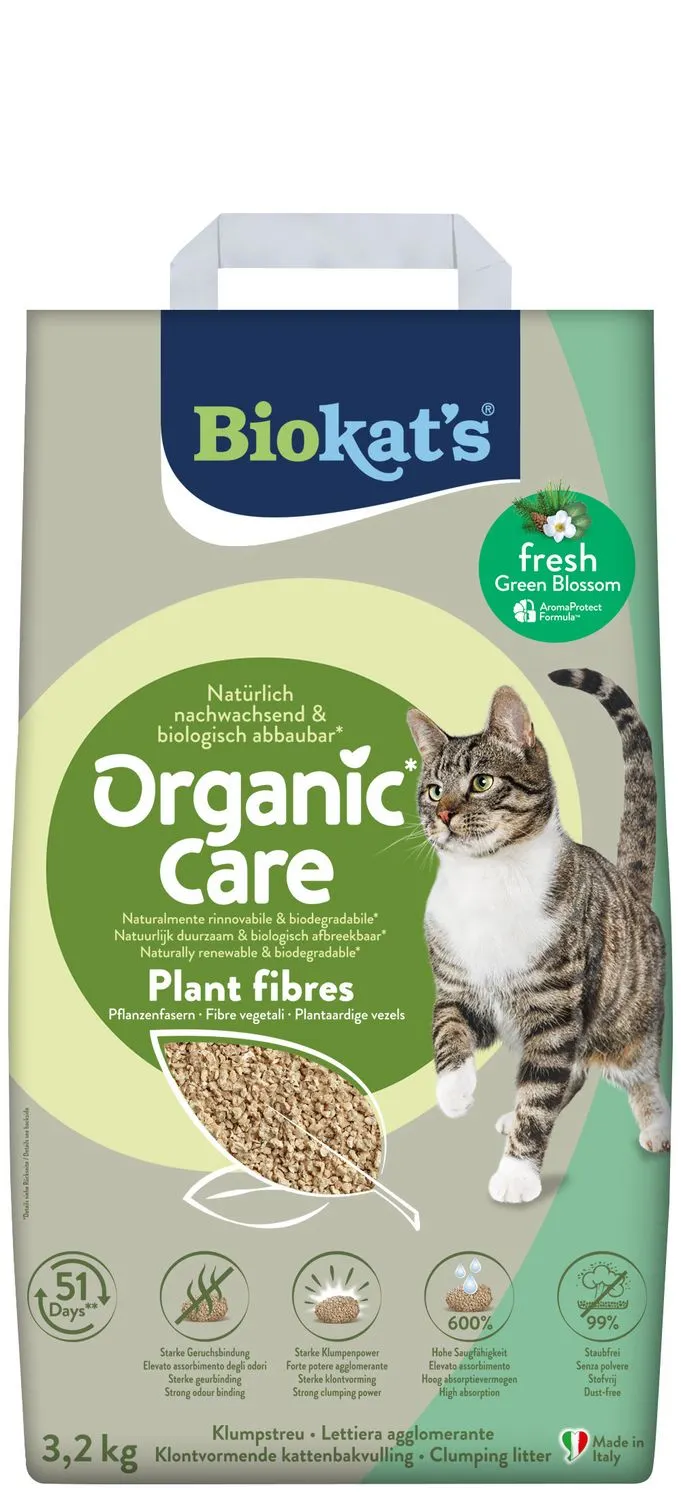 Biokat's Organic Care Plant fibres fresh - Kattenbakvulling - 3,2 kg