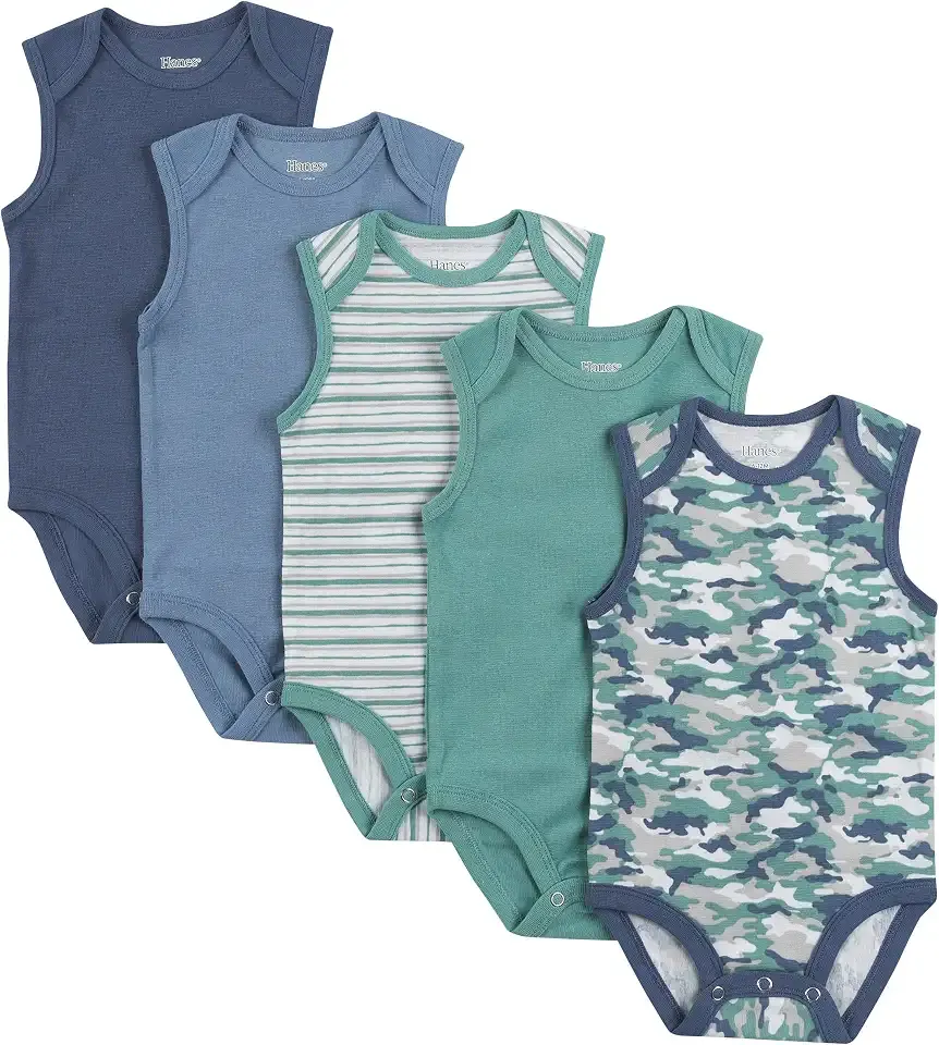Baby Baby Bodysuits, Ultimate Baby Flexy Bodysuits, Infant Sleeveless Bodysuit, 5-pack