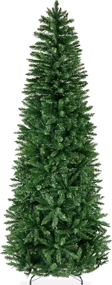 Best Choice Products Unlit Pencil Christmas Tree, 6ft Premium Artificial Tree, Realistic Spruce Holiday Decor w/ 618 Branch Tips, Metal Base