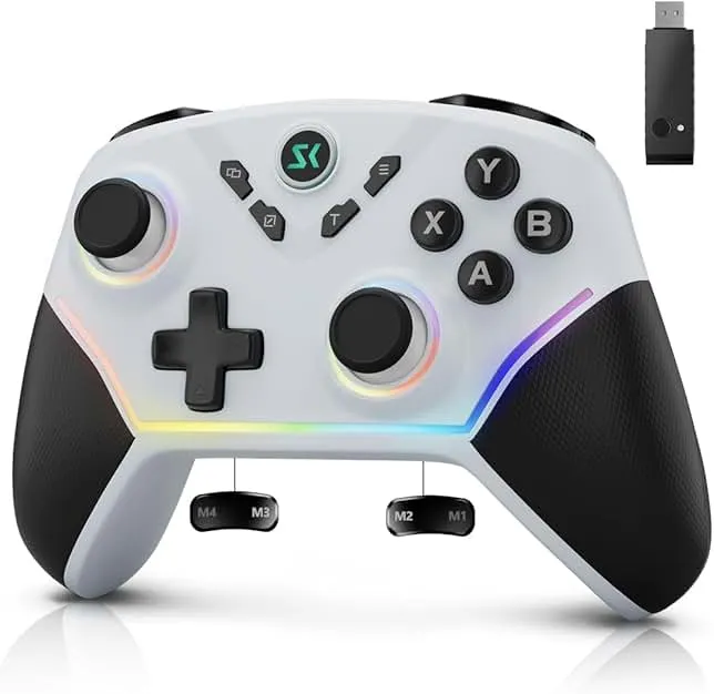 Multi-Platform Wireless Controller, PC Gaming Controller with 2.4G Adpater/Hall Joysticks/Hall Triggers/1200 mAh Battery/4 Programmable Buttons/RGB Lighting, Compatible with PC Windows 7/8.1/10/11, Switch/OLED/Lite, iOS, Android, Steam-…