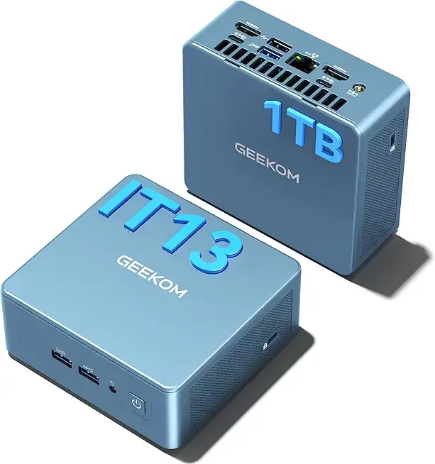 High Speed GEEKOM IT13 Mini PC 2026 with 13th Gen Intel i5-13600H |16GB RAM | 1TB SSD | Windows 11 Pro | 2 X USB4.0(40Gbps) | Quad Display| WiFi 6E |SD Slot | Intel NUC13 Replacement Desktop Computers