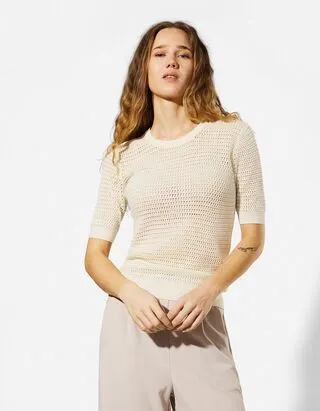 Maglione - Misto cotone - Beige