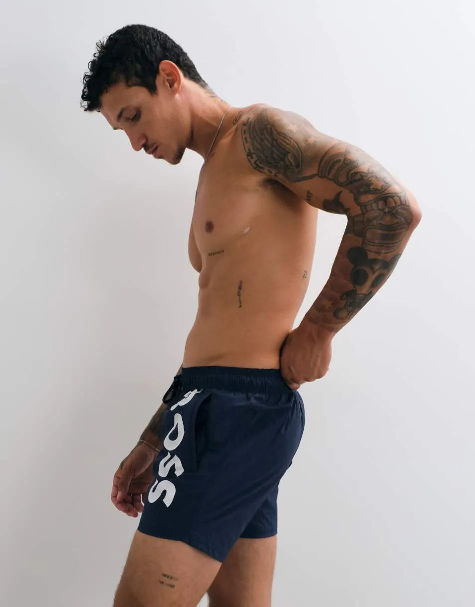 Boss Octopus logo swim shorts in navy