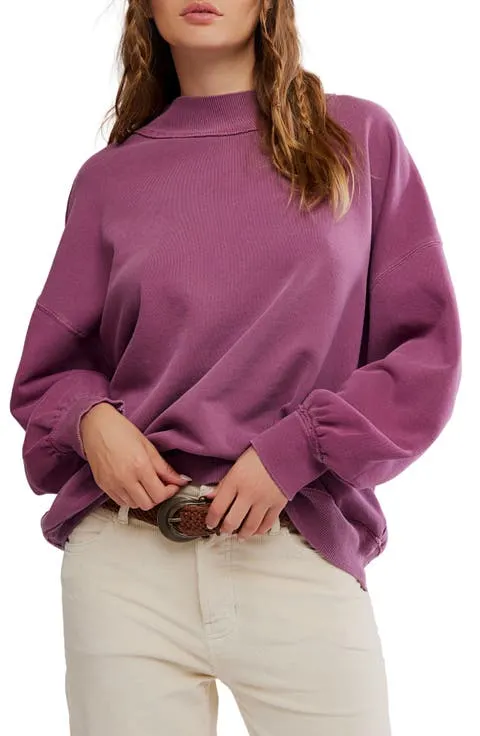 Palm Springs Mock Neck Cotton Fleece Sweatshirt