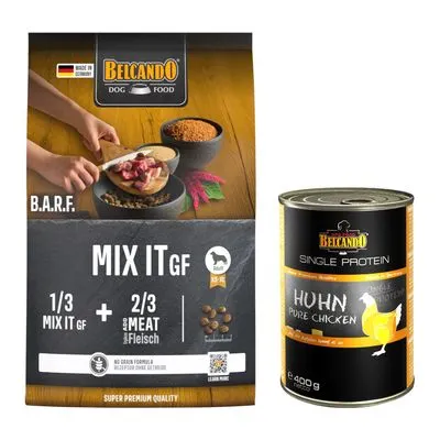 Lot Belcando Mix It Grain-Free 3 kg + Belcando Single Protein 6 x 400 g pour chien
