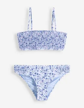 Set top e slip bikini - Fantasia floreale - celeste