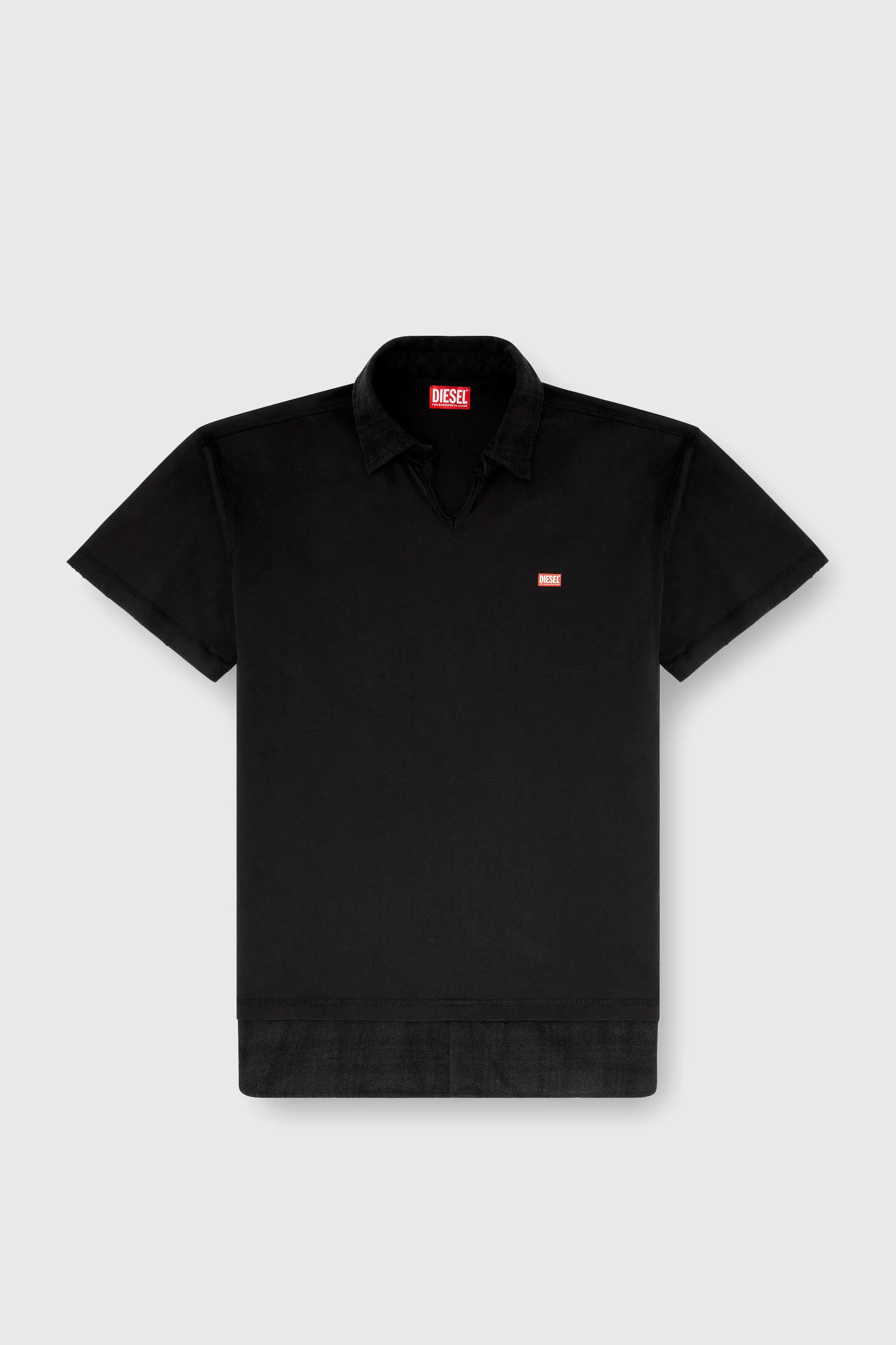 Jersey polo shirt with check flannel trims
