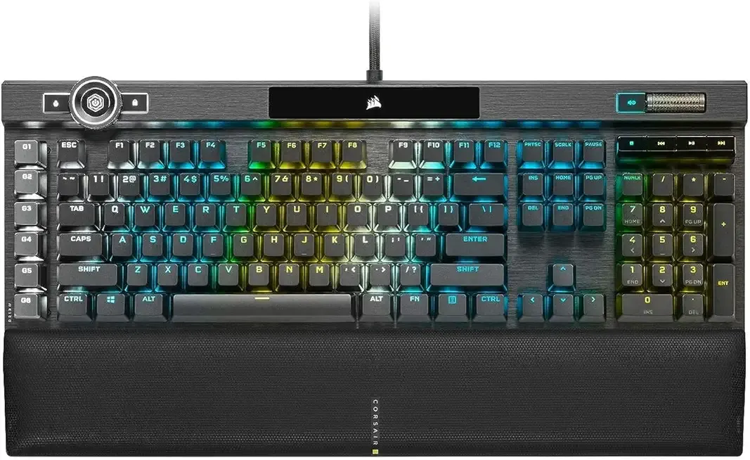 K100 RGB Optical-Mechanical Wired Gaming Keyboard - OPX Switches - PBT Double-Shot Keycaps - Elgato Stream Deck and iCUE Compatible - QWERTY NA Layout - Black
