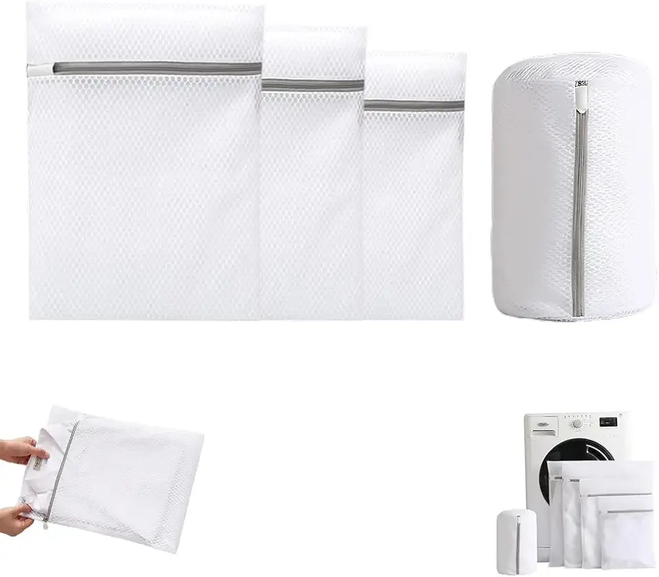 Durable Mesh Laundry Bag, 2025 New Honeycomb Laundry Mesh Wash Bags for Washing Machine, Lingerie Bags for Delicates Garment Bra Pant Sock (S+M+L+Bra bag)