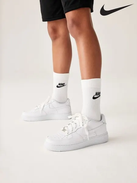 Nike White Youth Air Force 1 Trainers
