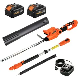 Outsunny Tagliasiepi a Batteria con 2 Batterie da 4000mAh e Caricatore, Tagliasiepi Elettrico 18V con Palo Telescopico