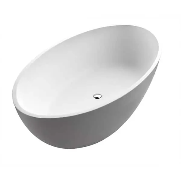 Choice Stone 5.​6 ft.​ Artificial Stone Center Drain Oval Bathtub in White