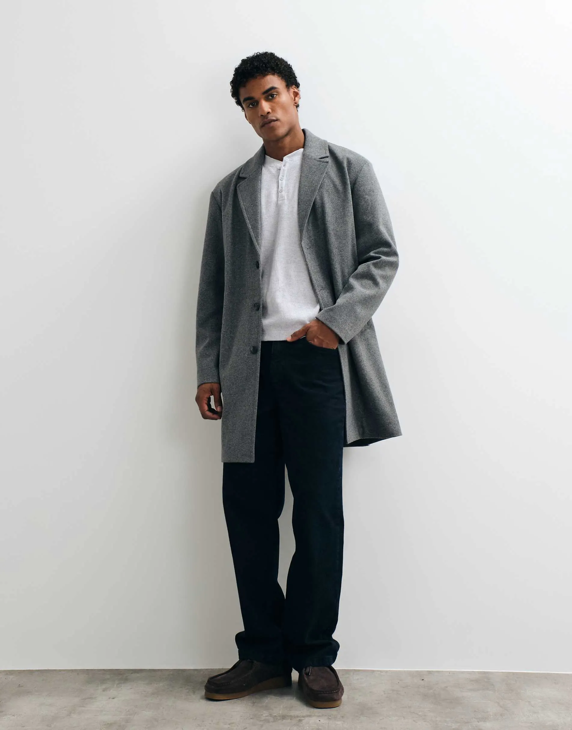 Jack & Jones car coat in dark grey