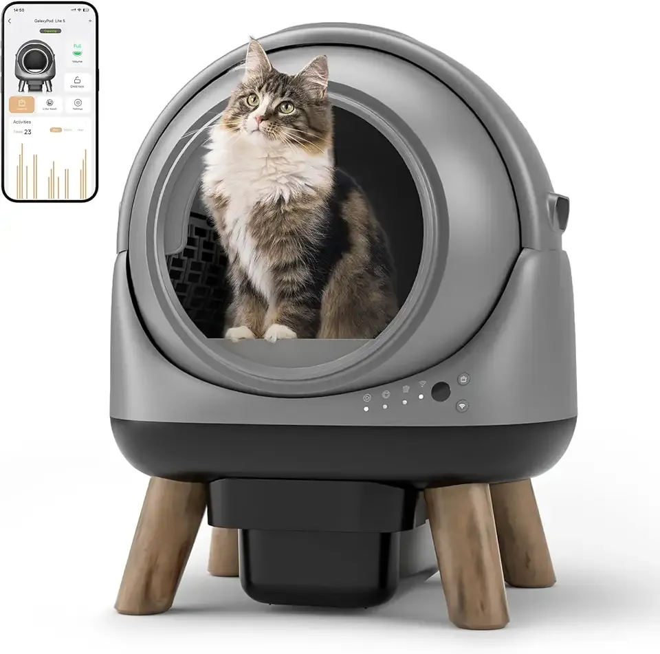 Self Cleaning Litter Box - G1 Automatic Cat Litter Box for Cats, Large Openning Robot with Dual Safety Protection, Includes Trash Bag and Mat