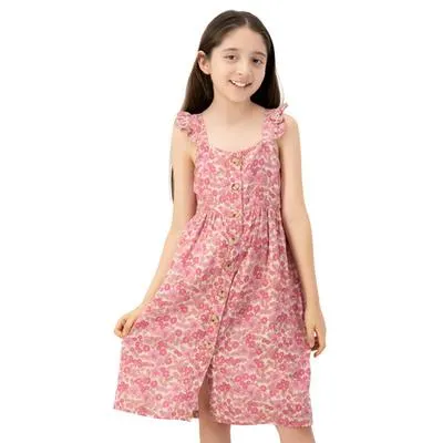 Vestido Fantastic Niña Botones Frontales Diseño Full Print Flores