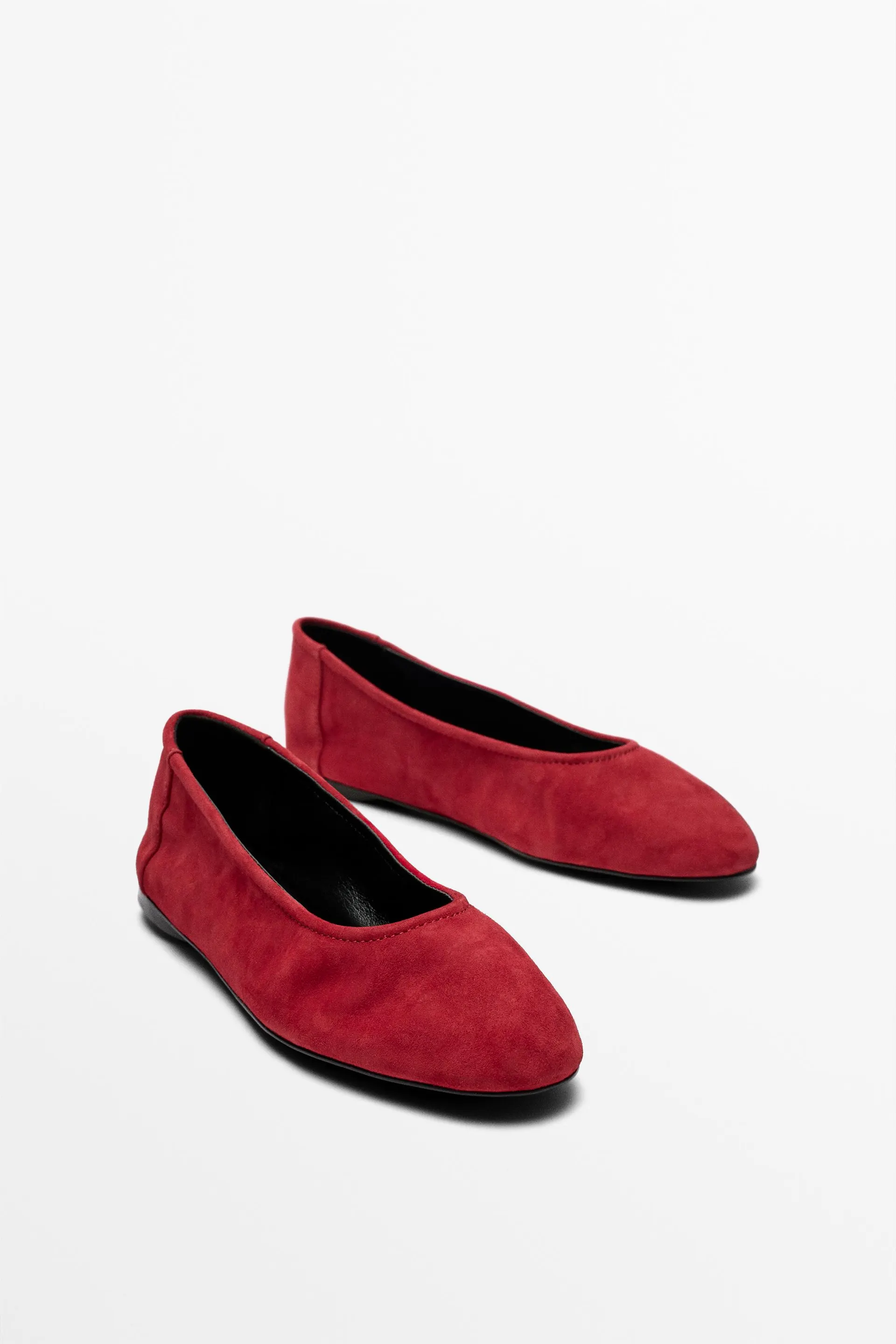 Suède ballerina's met rond neusstuk
