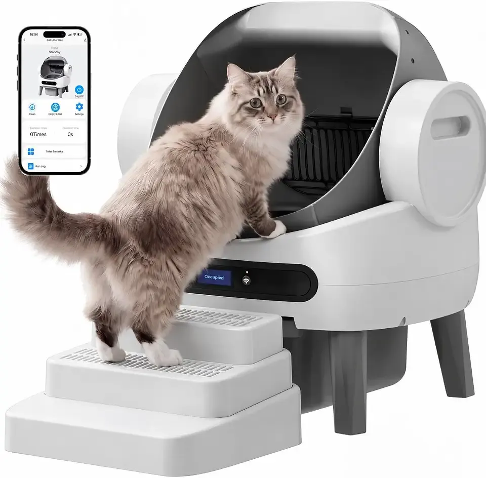Automatic Litter Box, Open Top Self Cleaning Litter Box for Multiple Cats