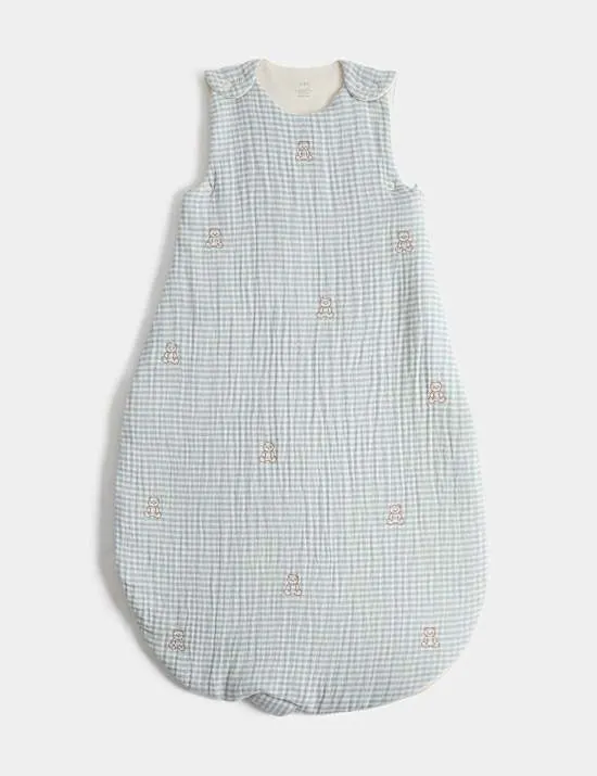 Gingham-Schlafsack aus reiner Baumwolle mit 2,5 Tog (0–3 Jahre)