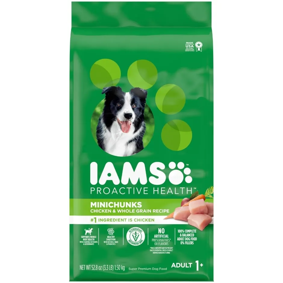 IAMS Proactive Health Minichunks Adult Small Kibble Dry Dog Food with Chicken and Whole Grains, 3.3 lb. Bag