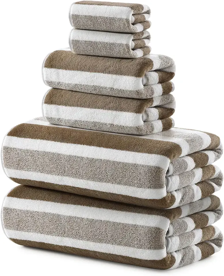REDKISS Oversized 6-Piece Bath Towel Set 35"x70" | 100% Microfiber, Ultra Soft & Highly Absorbent | Quick Dry Towels for Bathroom, Spa, Gym | 2 Bath, 2 Hand, 2 Washcloths | Brown