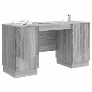 Mesa de Escritorio | Escritorio Gris Sonoma 142,5 x 50 x 75 cm Madera de Ingeniería