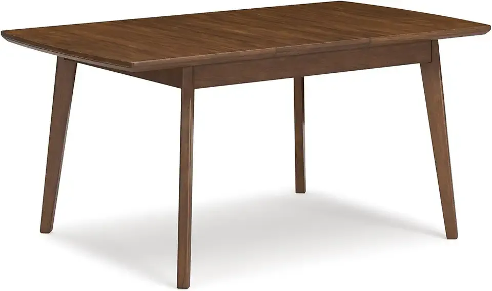 Signature Design by Ashley Lyncott Traditional Rectangular Dining Room Self-Storing Extension Table, Seats up to 6, Brown