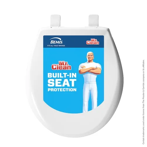 Mr. Clean Round Front Closed Plastic Toilet Seat with Soft Close in White