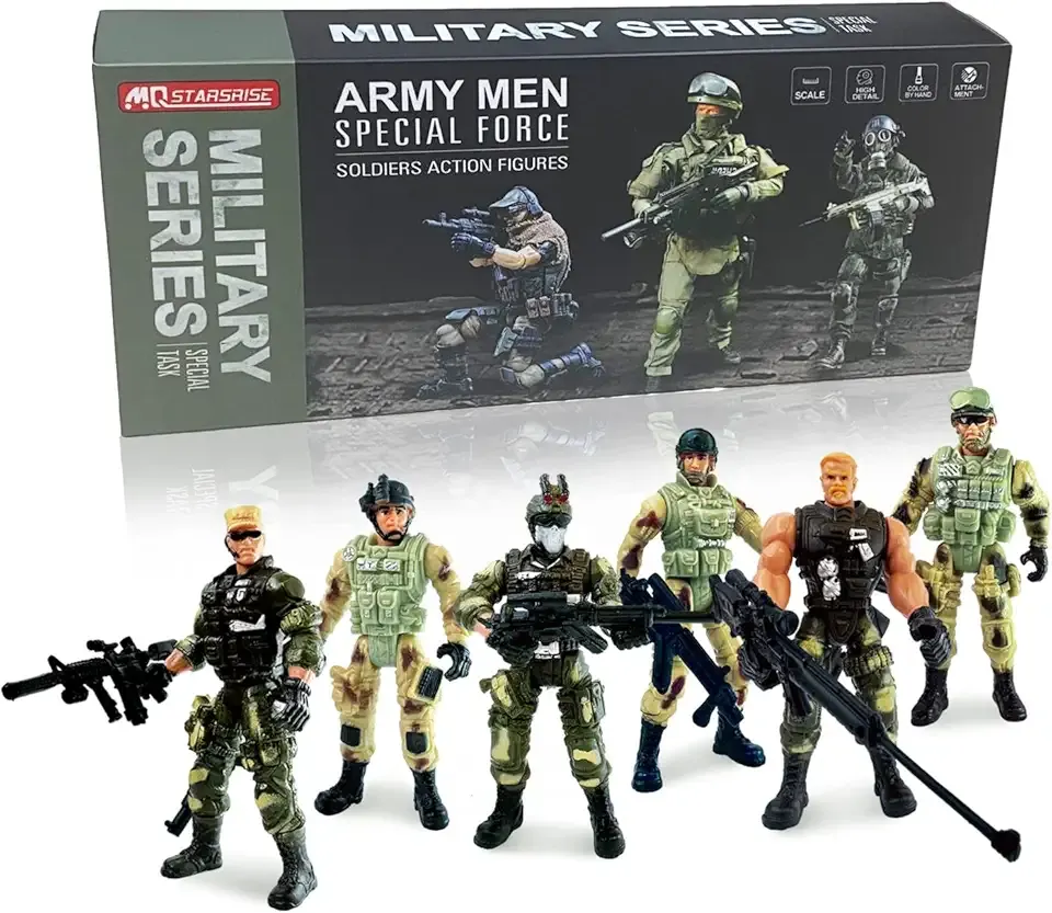 Army Men Action Figures,Soldiers Toys for Boys Age 4-7,Military Playset Action Figures Soldier Toy Set with Weapons Birthdaty Halloween Xmas Gift for Boys