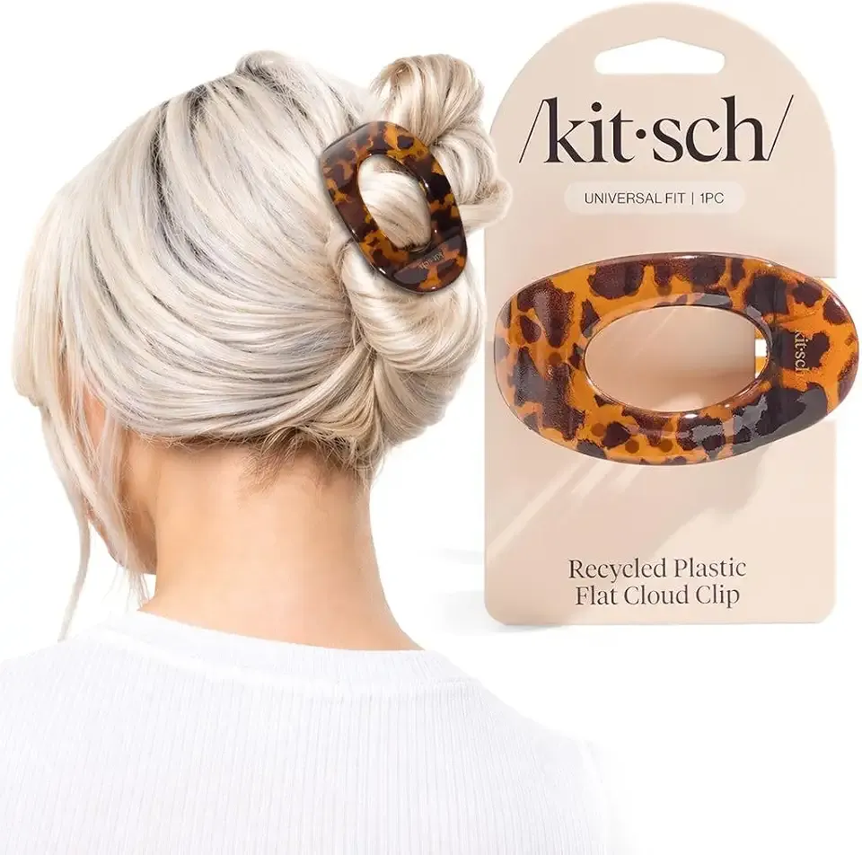 Kitsch Medium Flat Claw Clip for Women - Tortoise, 1pc | Durable & Strong Hold Flat Hair Clips For Styling, Half Updo | Non-Slip for Secure, Comfortable Wear, For All Hair Types