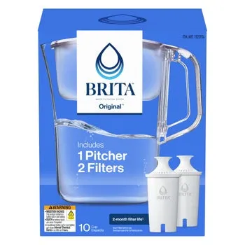 Brita Champlain Water Filter Pitcher, 10 Cup with 2 Filters