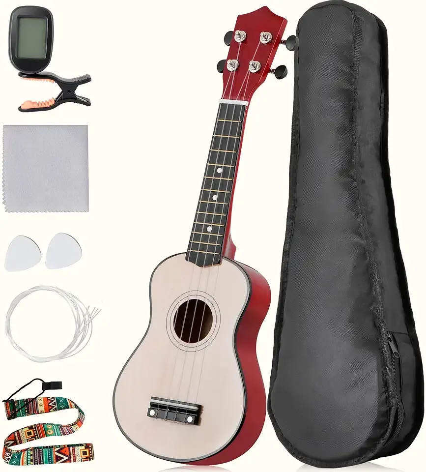 Soprano Ukulele for Beginner, 21 Inch Ukelele for Kids, Ukulele Kit with Case Gig Bag and Digital Tuner for Beginners, Natural